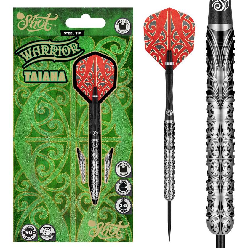 Warrior Taiaha Steel Tip Dart Set-90% Tungsten Barrels-26gm