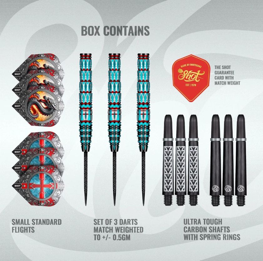 Future Knights St George Steel Tip Dart Set-95% Tungsten Barrels-24gm