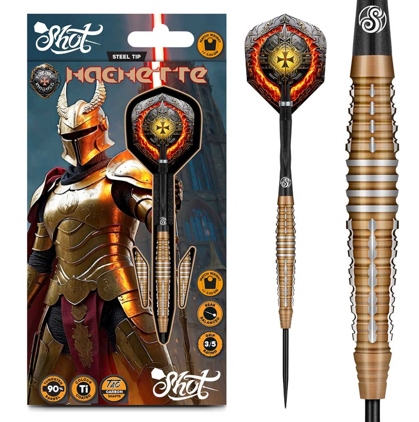 Future Knights Hachette Steel Tip Dart Set-90% Tungsten-23gm