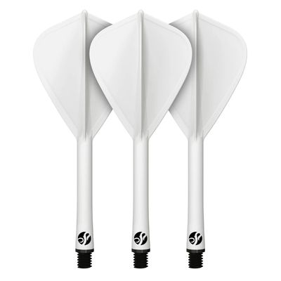 Flight Deck-One Piece Dart Flight and Shaft System-White-Kite Shape-Shot