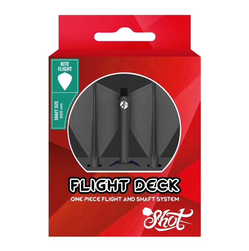 Flight Deck-One Piece Dart Flight and Shaft System-Black-Kite Shape-Inbetween