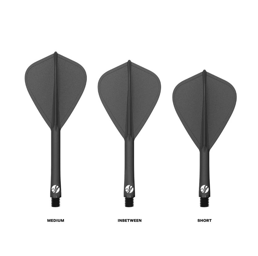 Flight Deck-One Piece Dart Flight and Shaft System-Black-Kite Shape-Inbetween