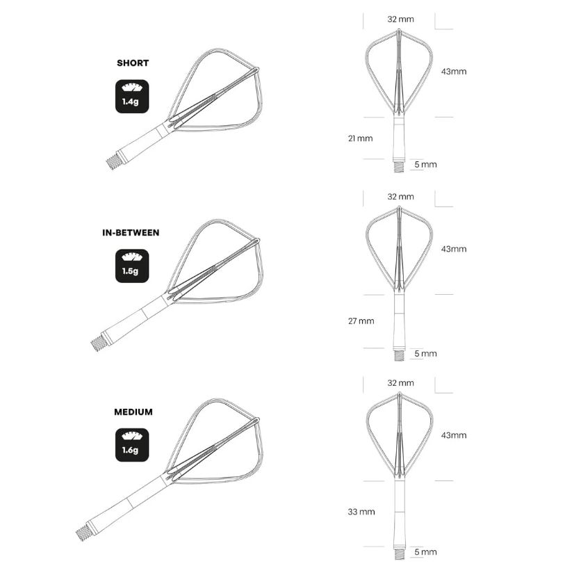 Flight Deck-One Piece Dart Flight and Shaft System-White-Kite Shape-Inbetween