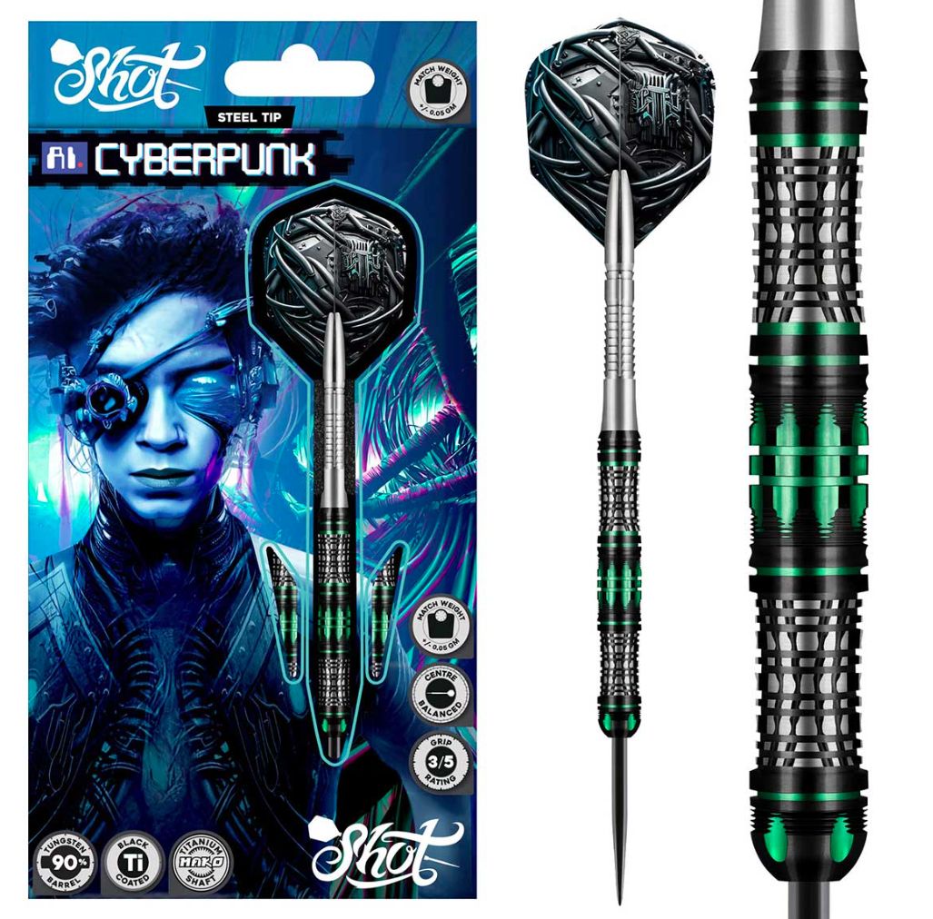 AI Cyberpunk Steel Tip Dart Set-90% Tungsten Barrels