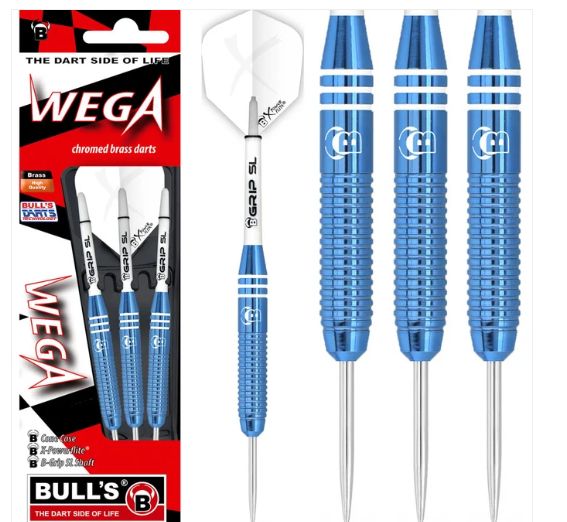 Wega Chromed Brass Darts 20gm Blue