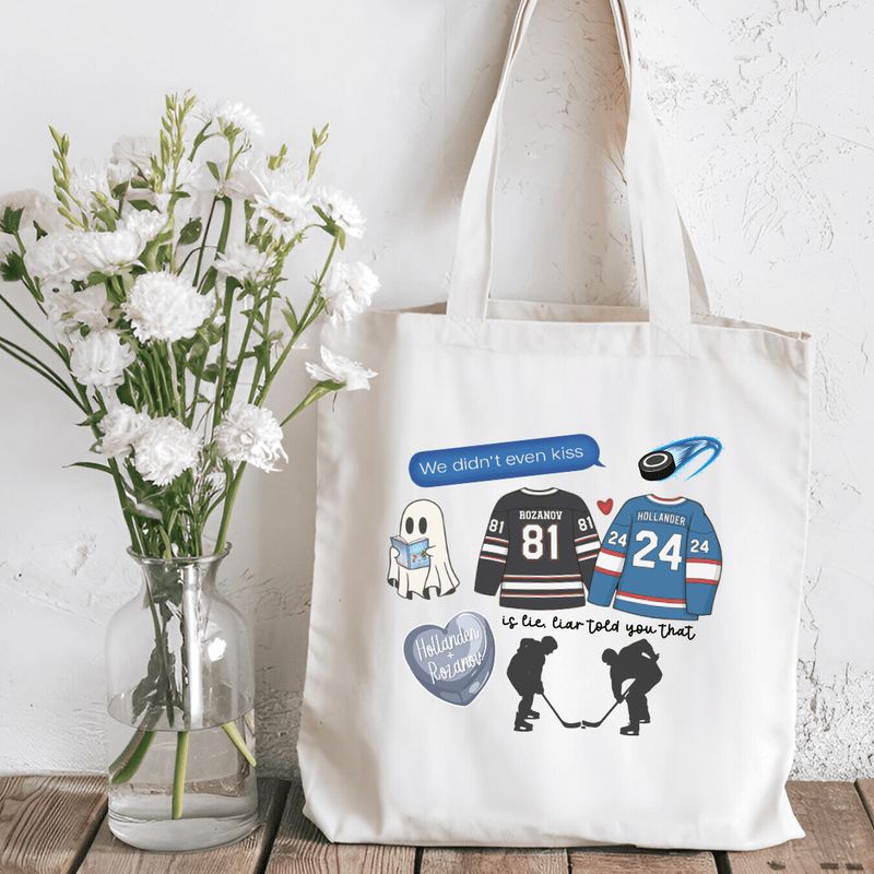 Hockey Romance Heated Rivalry Inspired Sublimated Canvas Tote Bag