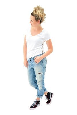 FLOWER SMILE - Basic T-shirt met V-hals FLOWER SMILE - Basic T-shirt met V-hals