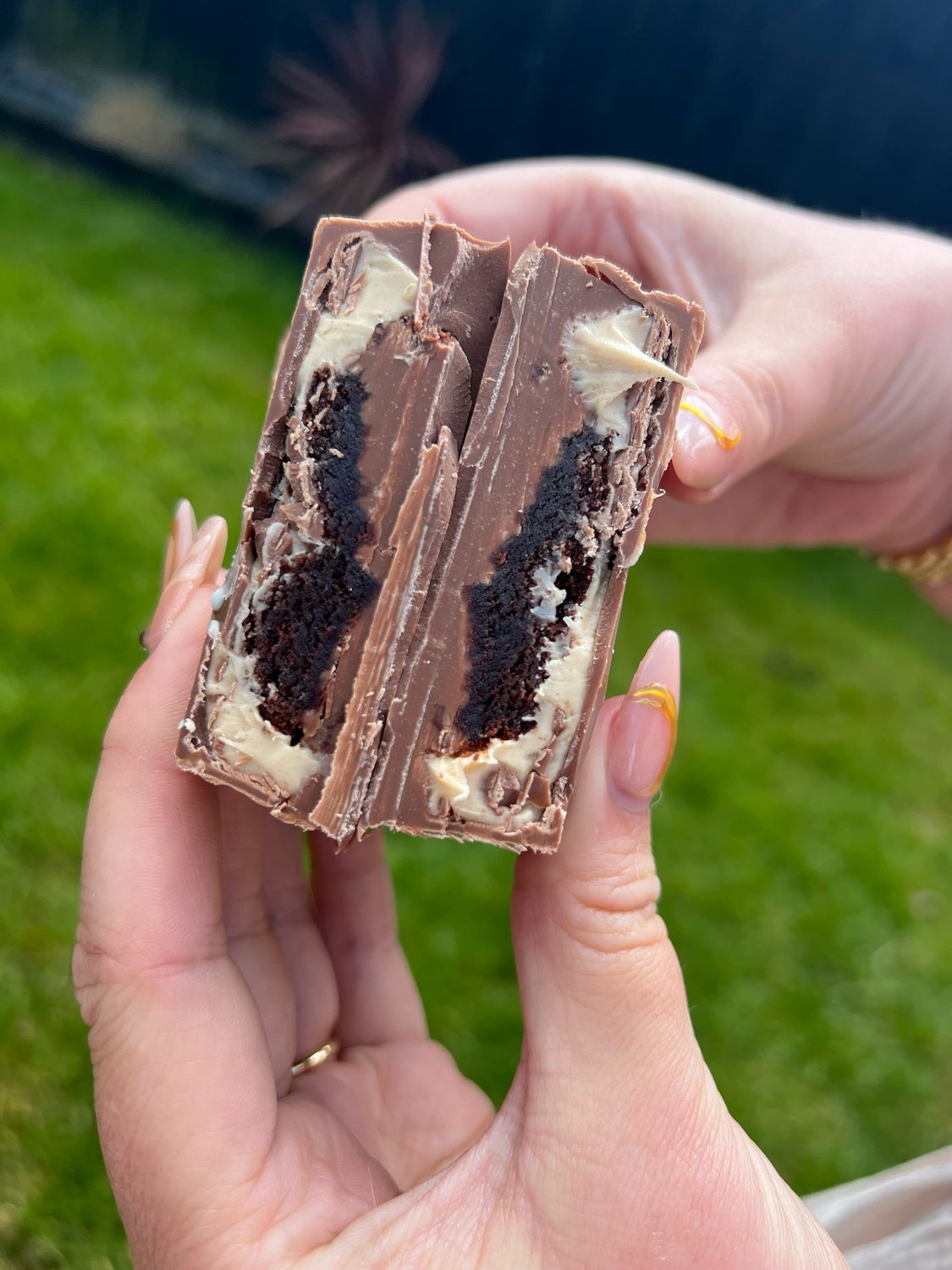 Chunky hazelnut brownie bar