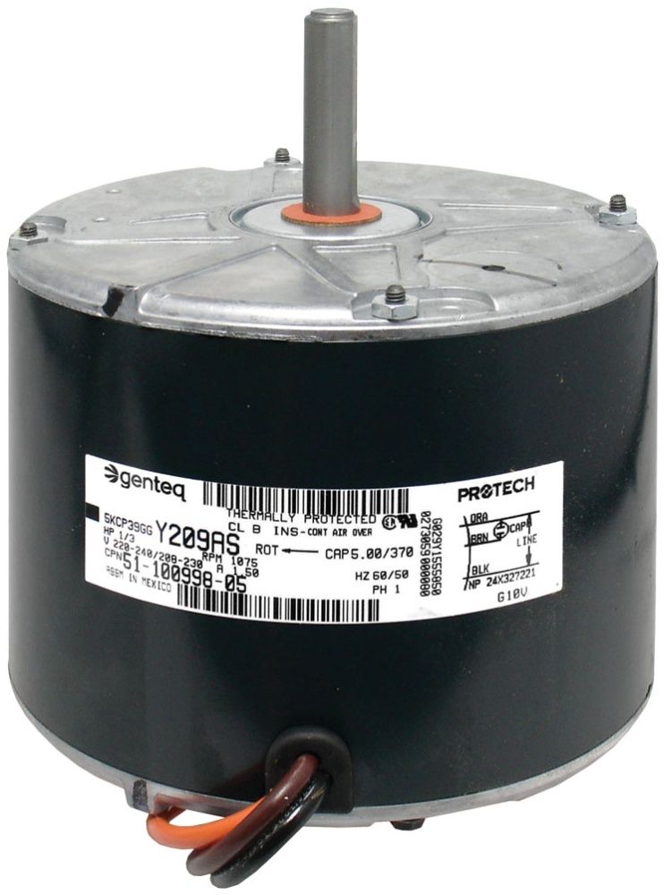 1/10 HP, 208/220 V, 50/60 Hz, 1-Phase, 0.6 A, 825 RPM, 1-Speed, End-Boss, Shell-Band, Direct Drive, Condenser Motor