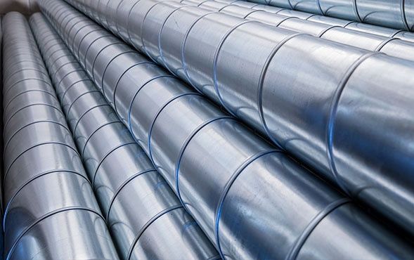 Spiral Pipe 28" x 10', 26 Gauge Hot Dip Galvanized Steel, Spiral Duct