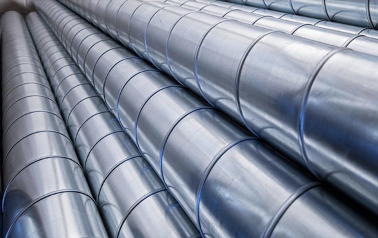 Spiral pipe 8" x 10', 26 Gauge Hot Dip Galvanized Steel, Spiral Duct