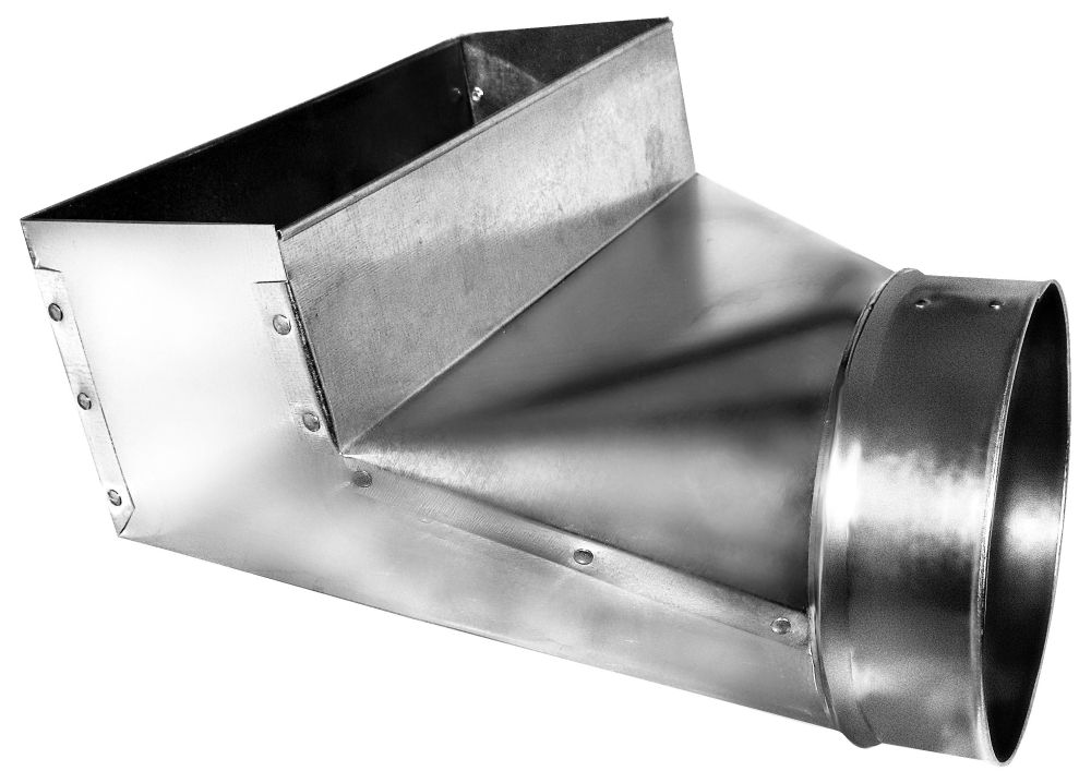 4" x 10" x 6", 30 Gauge, Hot Dip Galvanized Steel, 90D, Rectangular to Round, Register, Sheet Metal Duct Boot