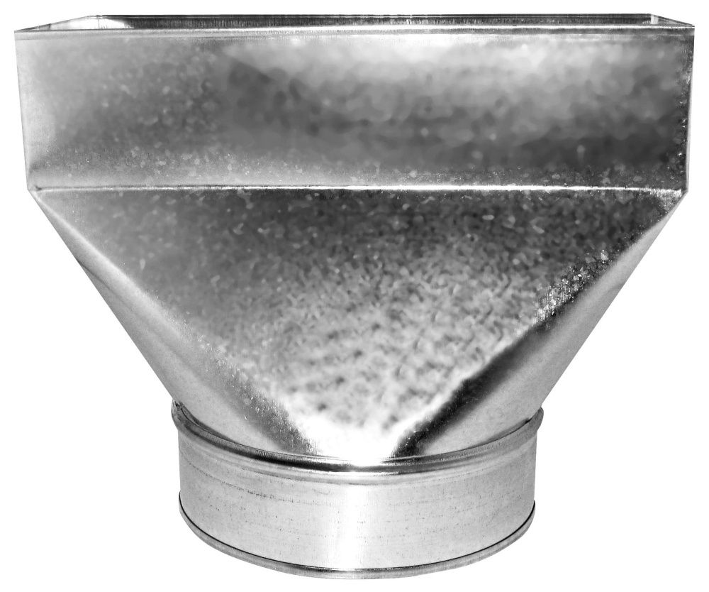 4" x 10" x 6", 30 Gauge, Hot Dip Galvanized Steel, Straight, Rectangular to Round, Register, Sheet Metal Duct Boot