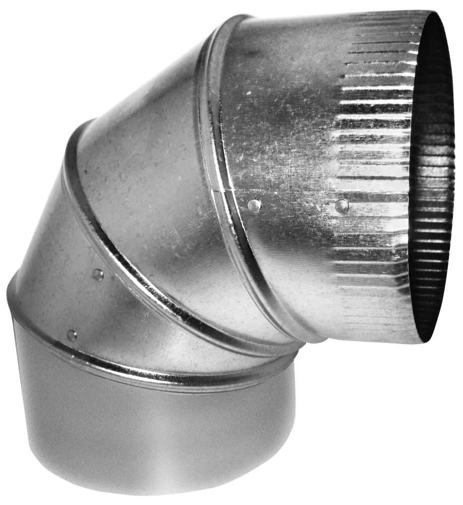 Elbow 4", 26 Gauge, Hot Dip Galvanized Steel, 4-Piece, Round, Adjustable, Crimped, 90D, Sheet Metal Duct Elbow