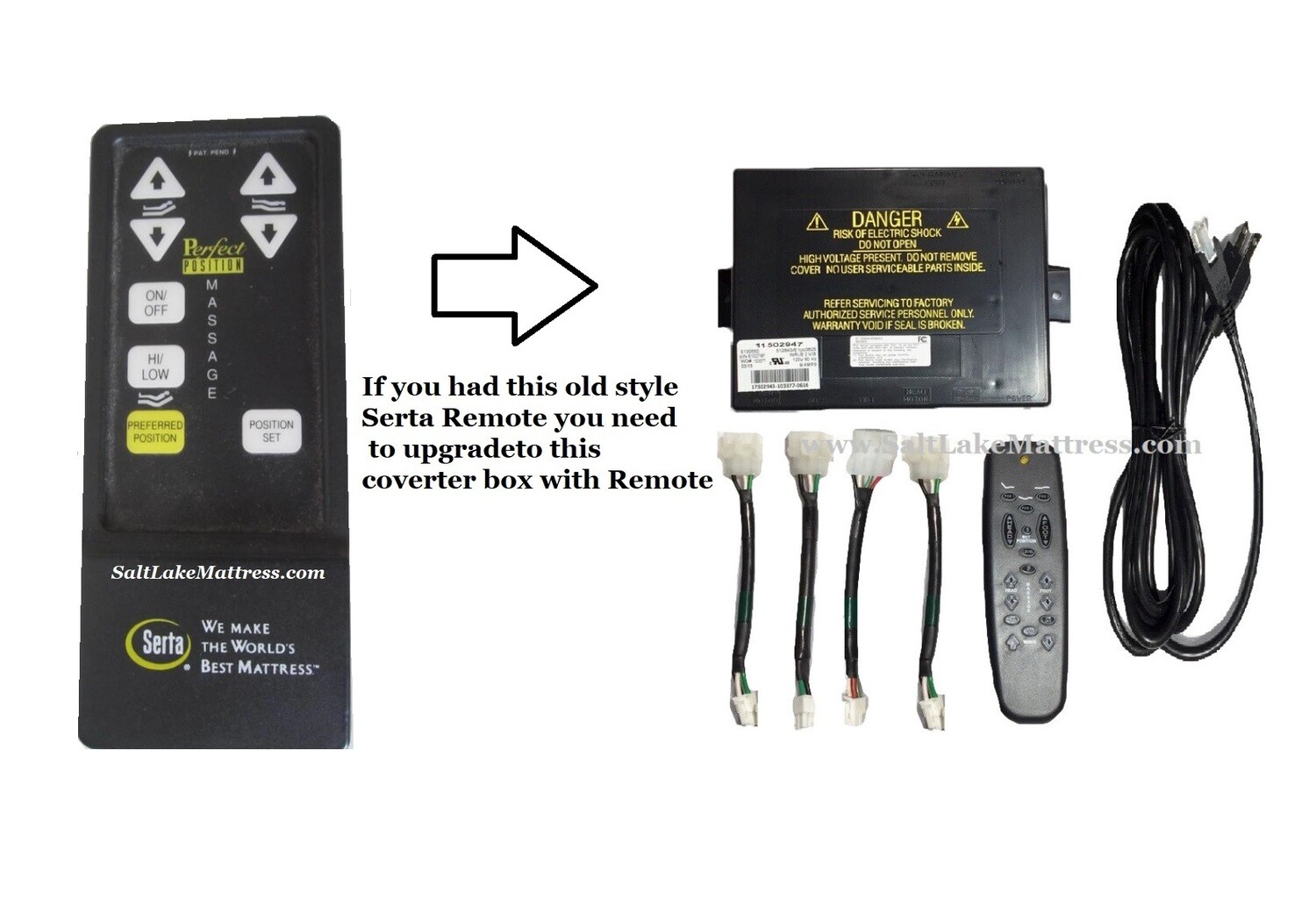 Serta Perfect Position 1st Gen Converter Kit w/New Remote, Plug and Adapters