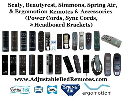 Sealy, Beautyrest, Simmons, Spring Air, and Ergomotion Remotes, Headboard Brackets, and Accessories