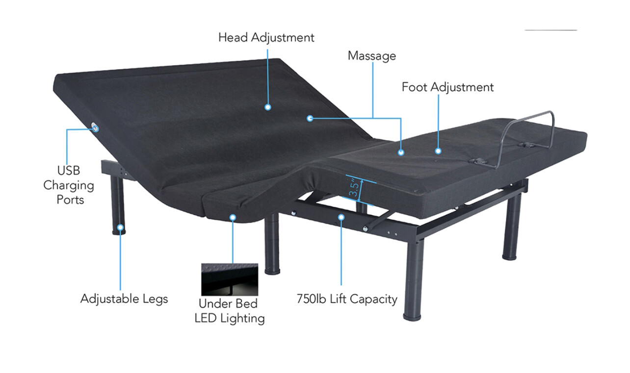 Mlily Adjustables MS300 Queen Size Dual Massage 750lb Capacity Adjustable Bed w/Free Shipping Special Order Eta 1 Wk