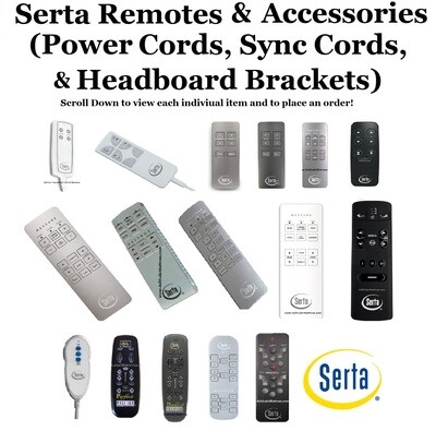 Serta Remotes, Headboard Brackets, and Accessories