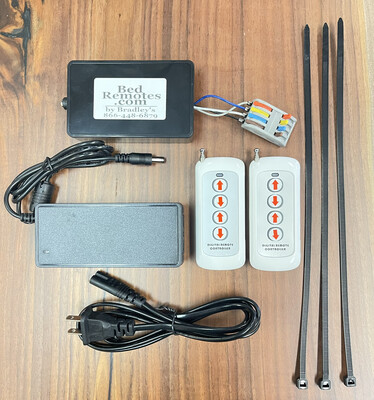 Four Button BASIC Two Pack Remote/Universal Conversion Kit for One Old Adjustable Bed (Most beds Since 2000-motors must be 24v) -Used for a lost/broken or disc. remote. Controls Head/Foot Up/Down