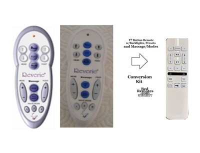 Conversion Kit (Basic Model w/Massage) for Reverie RC-WM-102 Legacy Bases (See Pic) -Used for a lost/broken remote. 13 Button Backlit Controls Movement/Massage/Intensity Modes