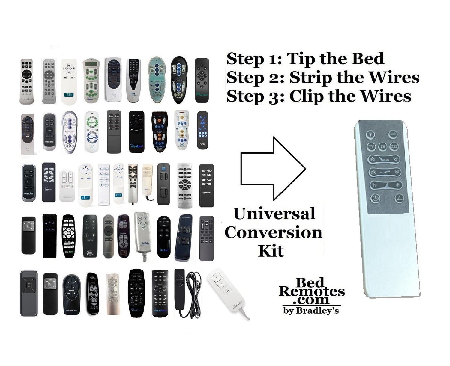9 Button Plus Massage (13 Total) PREMIUM MODEL Remote/Universal Conversion Kit for Adjustable Beds (Most newer Beds- 24v-29v Motors) -Used for a lost/broken remote. Head Up/Down &amp; Foot Up/Down
