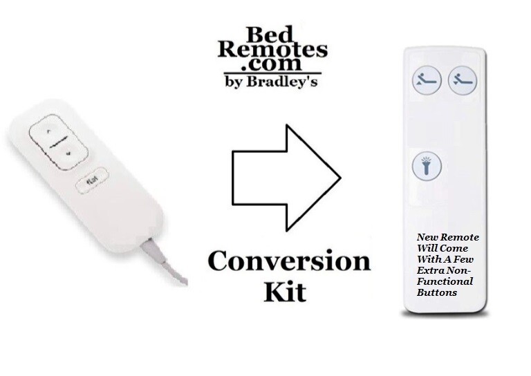 Replacement Compatible with Sealy Tempur-pedic Ergo Up TUF-100 TUF 2 Button Remote &amp; Conversion Kit for Old Adjustable Beds- Plug In Box/New Wireless Remotes Model- Controls Head Up/Down