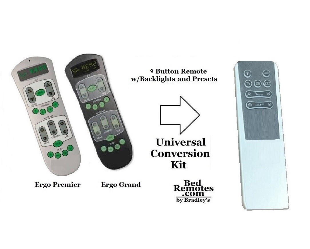 Remote Generic Conversion Kit (Deluxe Model) Compatible with Legacy Tempur-pedic Ergo Premier / Grand -Used for a lost/broken remote. 9 Button Backlit Controls Movement/Presets- No Massage Tes 200