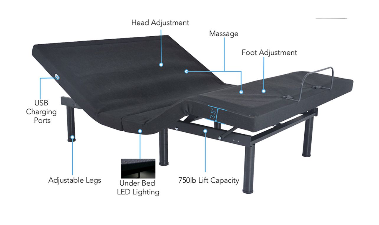Mlily Adjustables NL300U TwinXL Size Dual Massage 750lb Capacity Adjustable Bed w/Free Shipping Special Order Eta 1 Wks