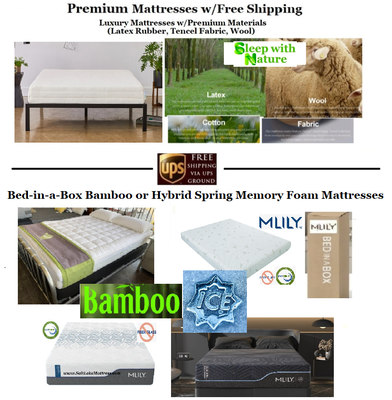 Value Priced Natural or Organic Bed-in-a-Box Mattresses w/Free UPS Shipping (Adjustable Bed Friendly and Free of Fiberglass)