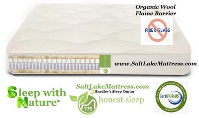 Sleep With Nature Cozy or Calm Nest 7" Hybrid Mattress (Firm, Medium or Plush) Optional 2" Organic Latex, Wool and Cotton Pocket. NO FIBERGLASS or Silica Glass Fiber Material! Free Shipping