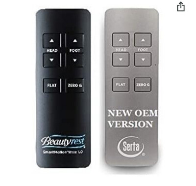 Replacement Wireless Remote Compatible with  Beautyrest Smartmotion 1.0 (New Serta Grey Remote) Smart Motion Bases