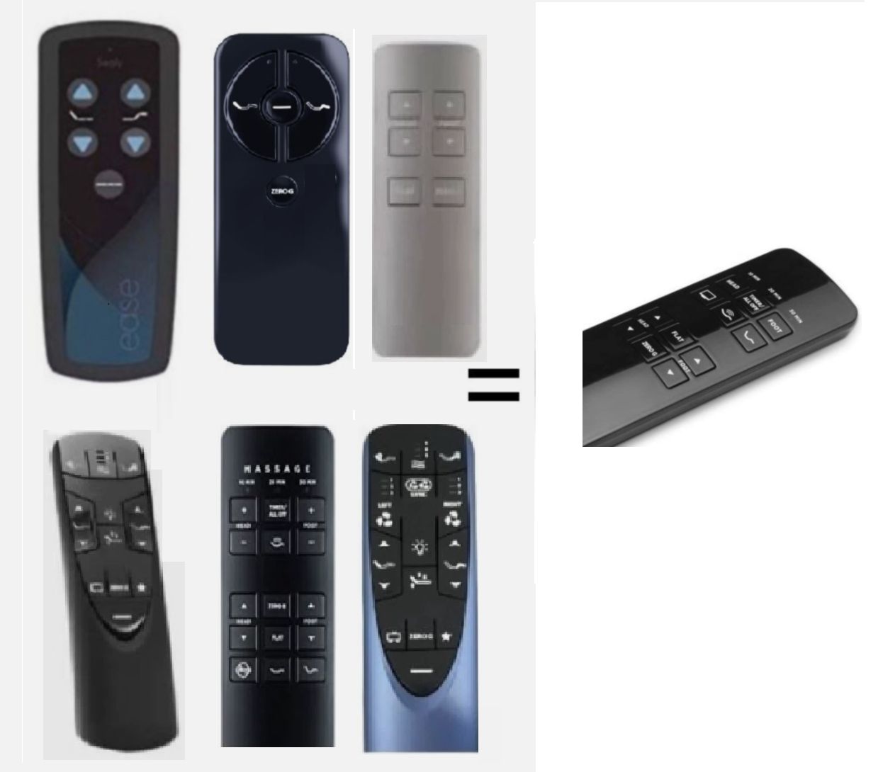Replacement Remote Compatible with Sealy Ease 1.0/2.0/3.0 Or 4.0 Generation- New Value Remote on Right w/Zero Gravity Button (Black)