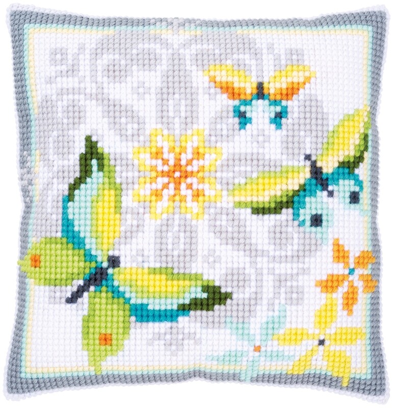 KRUISSTEEKKUSSEN VLINDERS MET BLOEMEN (op bestelling)