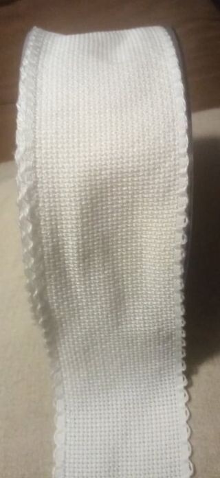 ecru  aidaband 5 cm breed met pico randje= per meter