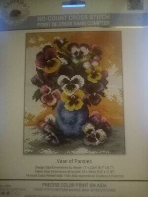 240.054 VASE OF PANSIES ladybird 17x22cm =VOORGEDRUKT!!