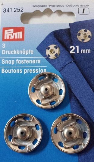 21mm aannaaidrukknop zilver  3stuks