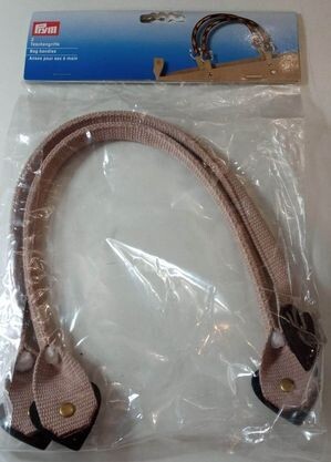 tas handvat beige met bruine hartjes 45cm