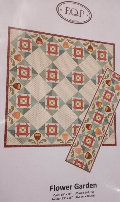 flower garden patroon EQP quilt 145x145cm
 loper 38x145cm