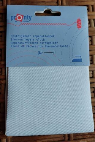 witte opstrijkbare reparatiedoek  10x40cm PRONTY