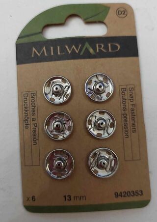 13mm zilver drukknop MILWARD 9420353