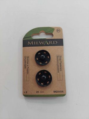 drukknop zwart 21mm MILWARD