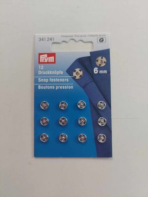 zilver drukknop om aan te naaien 6 mm