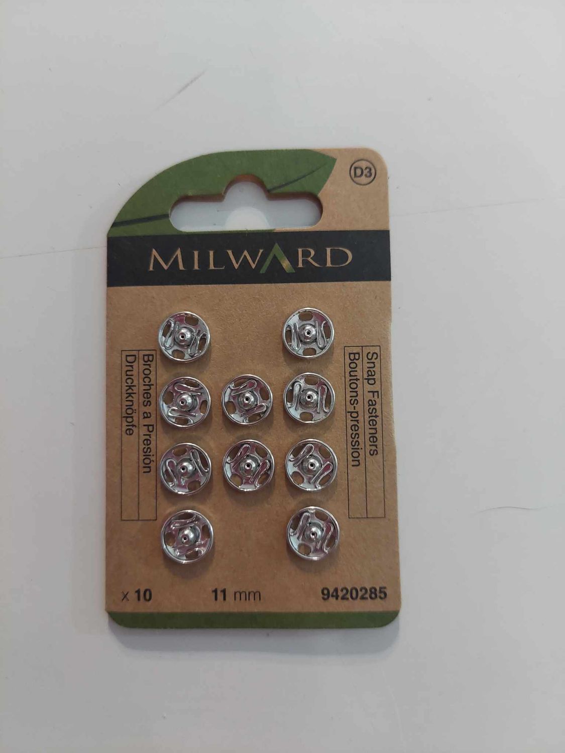 drukknop om aan te naaien 11mm zilver milward