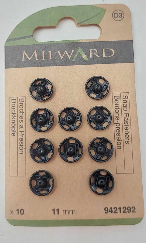 11 mm zwarte drukkopen  MILWARD