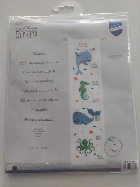 GROEIMETER IN TELPAKKET KRUISSTEEK 18X70CM &#39; WALVISENFUN &#39; vervaco