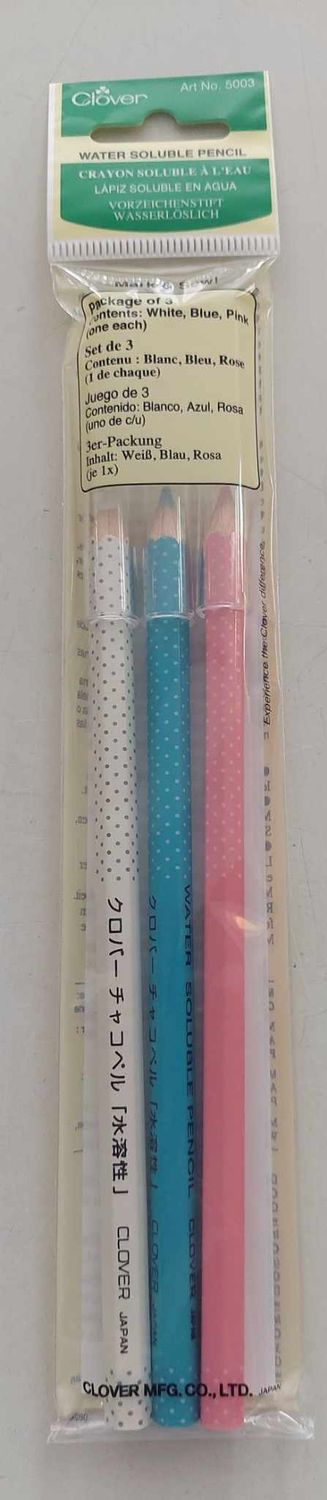 3 kleermakers potloden wit/blauw/roze clover 5003