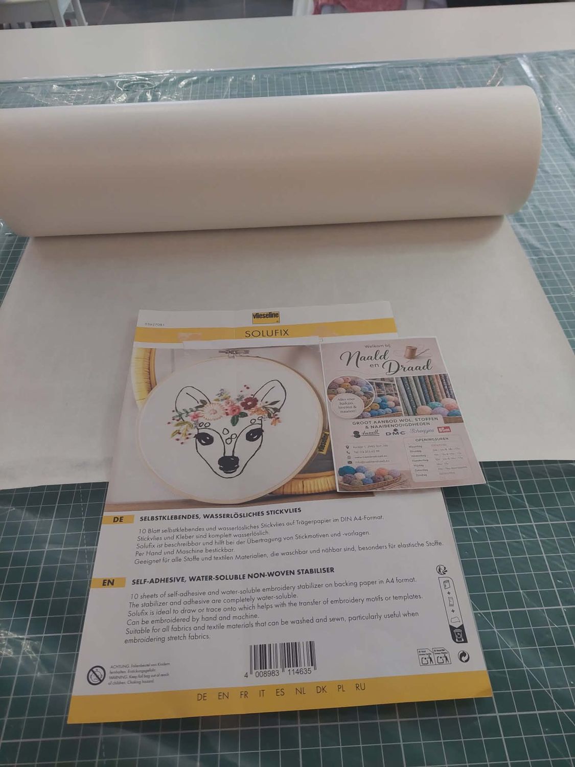 solufix stikkervel voor op te borduren aan de meter!45cm breed = per 25cm