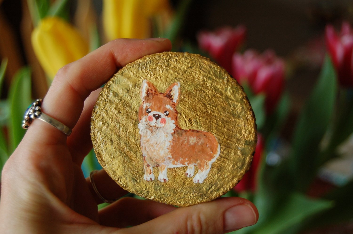 Custom painted wood discs or coasters