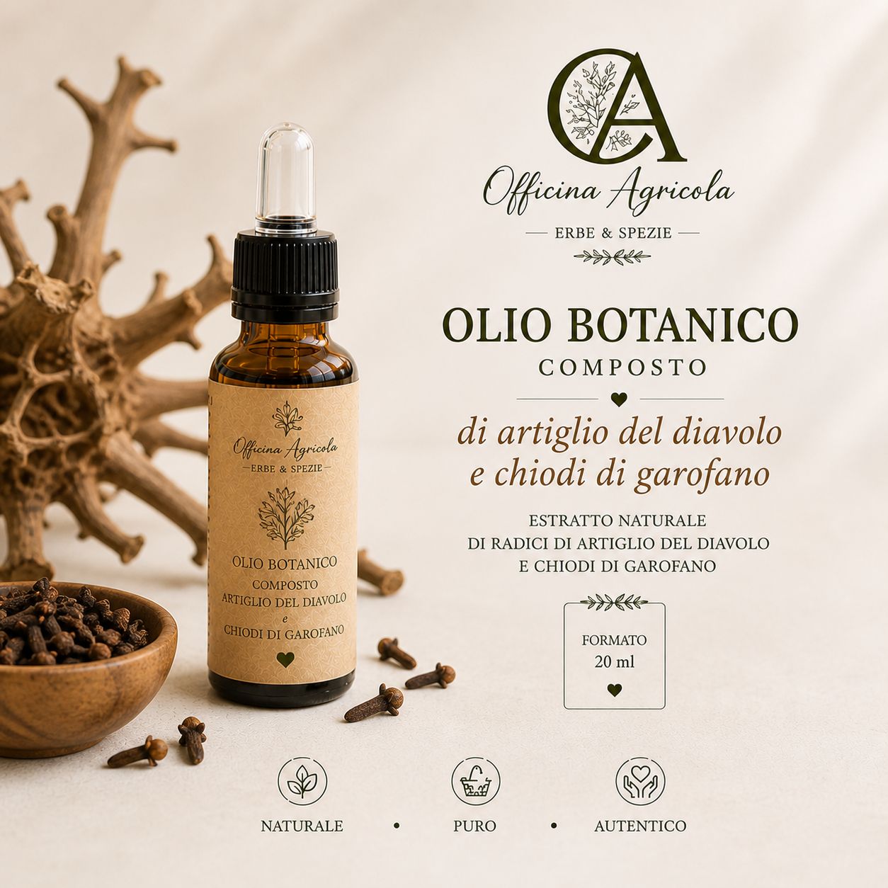 Olio botanico Artiglio del diavolo e Chiodi di garofano