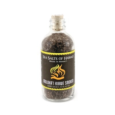 Sea Salts Of Hawaii Glass Bottle - Coarse Kiawe Smoked Sea Salt (4 Oz.)